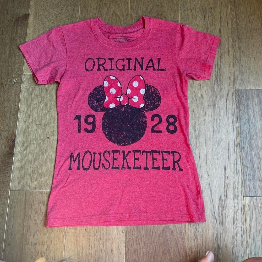 Disney Store Original Mouseketeer Minnie Mouse Graphic T-Shirt Heather Pink S
